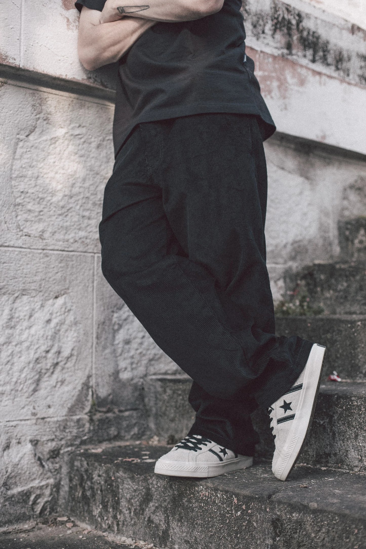 Pantalones OG Baggy 889 de terciopelo negro Tupode