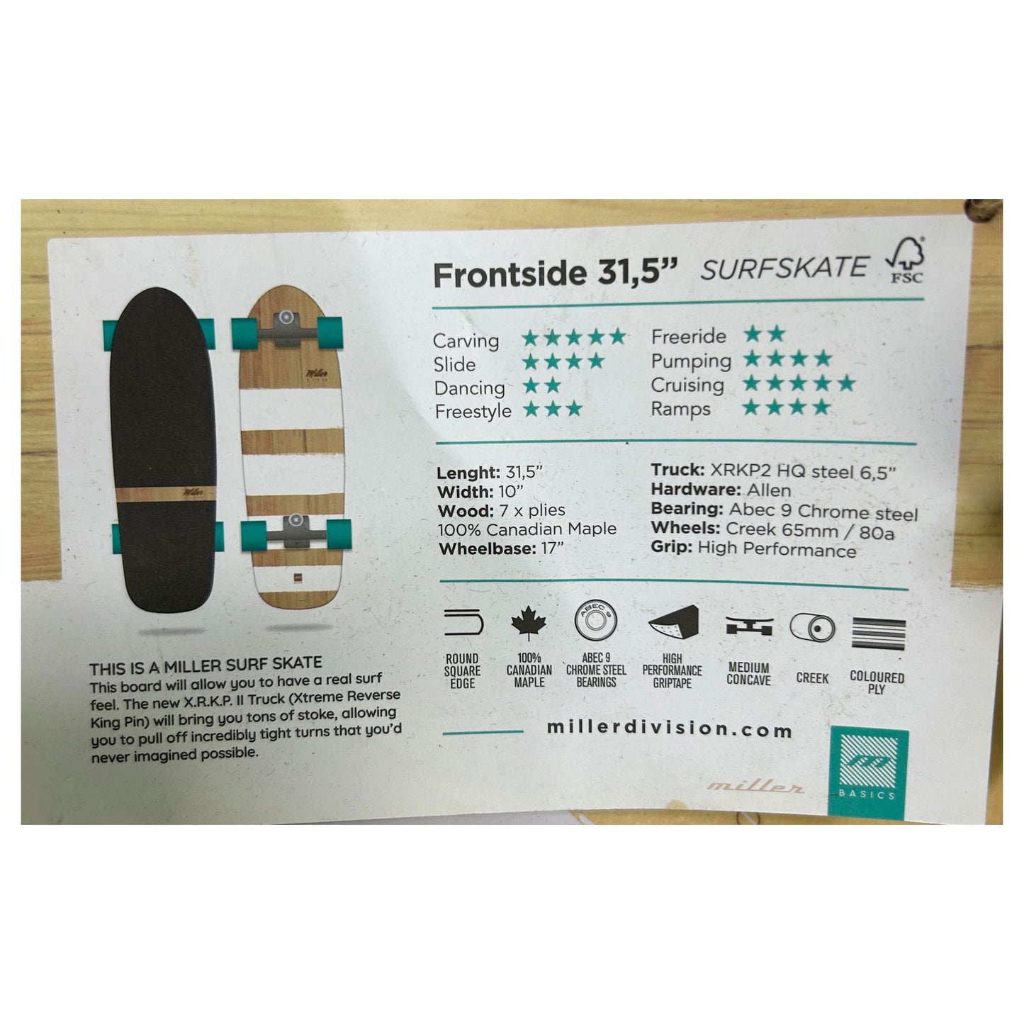 Surfskate Miller Division Frontside 31,5"