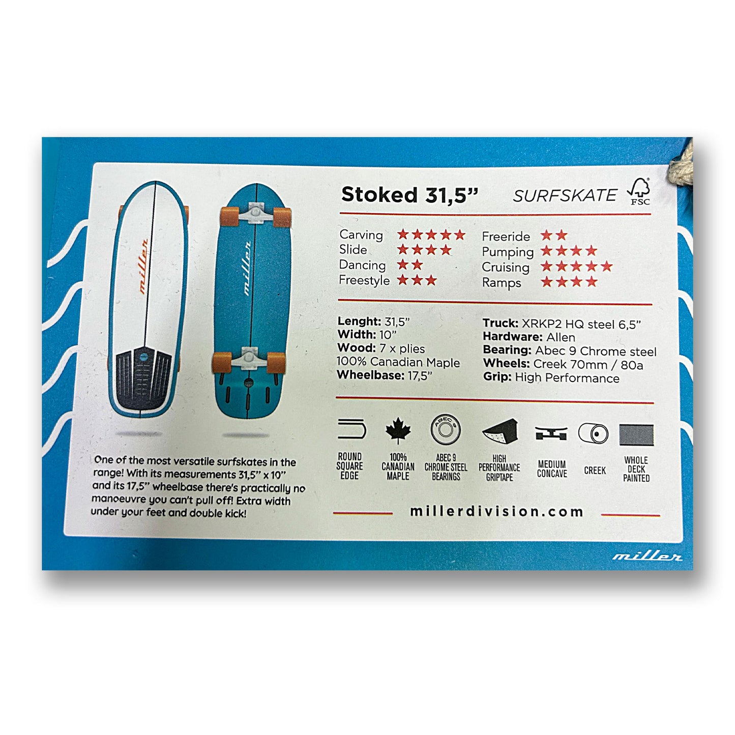 Surfskate Miller Division Stoked 31,5"